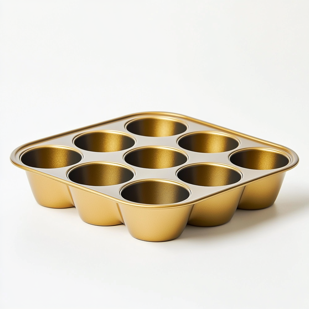 Kodal 12-Cup Muffin Pan - Heavy Duty Carbon Steel Cupcake Tin - Premium Non-Stick Champagne Gold Coating - Standard Size for Baking - Warp Resistant