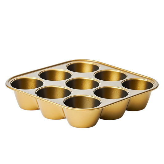 Kodal 12-Cup Muffin Pan - Heavy Duty Carbon Steel Cupcake Tin - Premium Non-Stick Champagne Gold Coating - Standard Size for Baking - Warp Resistant